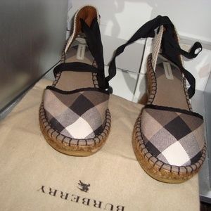 Burberry Espadrille Wedge Shoes US 10